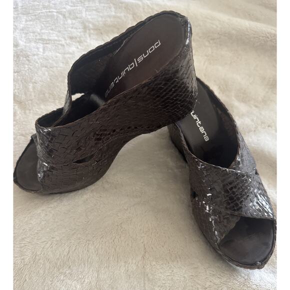 Pons Quintana Womens Sandals Wedges Spain Brown Leather Size 37 7m - Picture 1 of 7